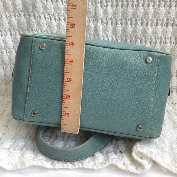 Kate Spade Double Handle Aqua Blue Pebbled Leather Hand Bog With Dust Bag - Picture 12 of 12